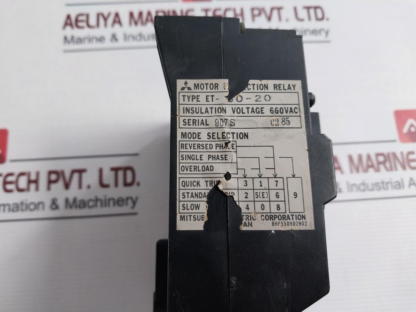 Mitsubishi Electric Et-60-20 Motor Protection Relay 660Vac