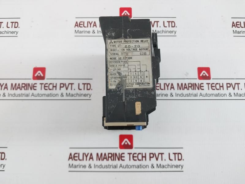 Mitsubishi Electric Et-60-20 Motor Protection Relay 660Vac 380V 440V 420V 480V