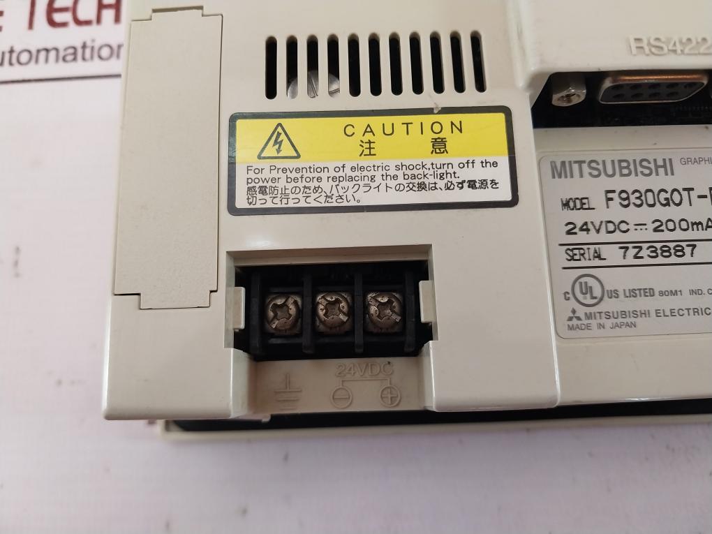 Mitsubishi Electric F930Got-bwd-e Graphic Operation Terminal 24Vdc