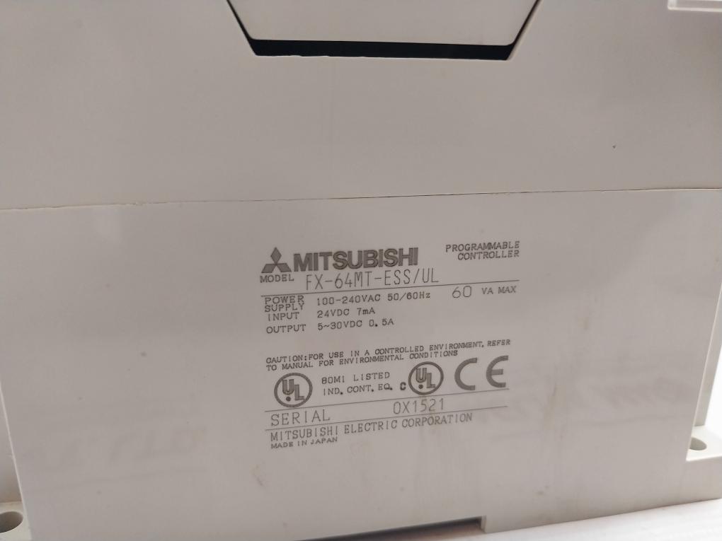Mitsubishi Electric Fx-64Mt-ess/Ul Programmable Controller 100-240Vac 50/60Hz