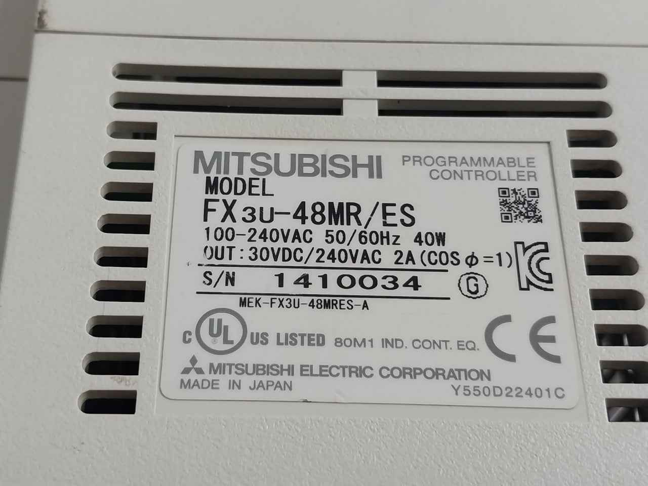 Mitsubishi Electric Fx3U-48Mr/Es Programmable Controller 100-240Vac 50/60Hz 40W