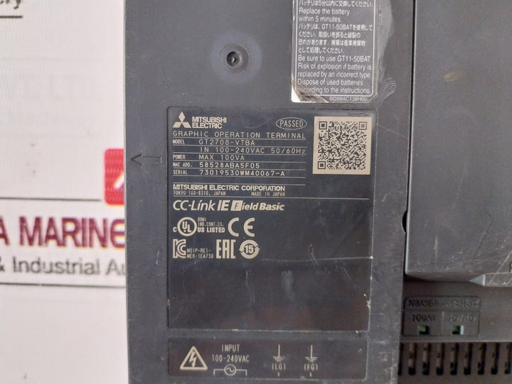 Mitsubishi Electric Got2000 Cc-link Hmi Graphic Operation Terminal Panel 50/60Hz