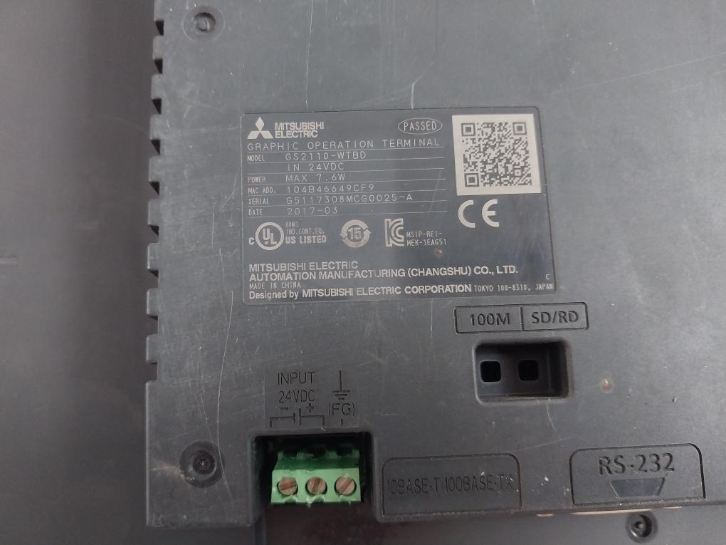 Mitsubishi Electric Gs2110-wtbd Graphic Operation Terminal 24v Dc