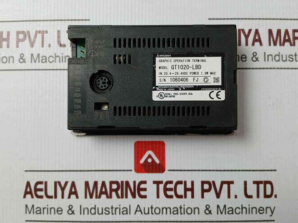 Mitsubishi Electric Gt1020-lbd Hmi Touch Screen Panel 24Vdc 1.9W (Not Working)