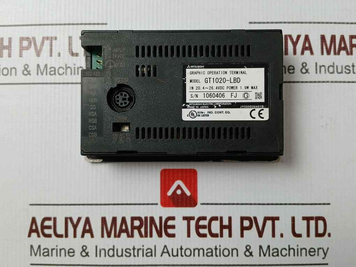 Mitsubishi Electric Gt1020-lbd Hmi Touch Screen Panel 24Vdc 1.9W (Not Working)