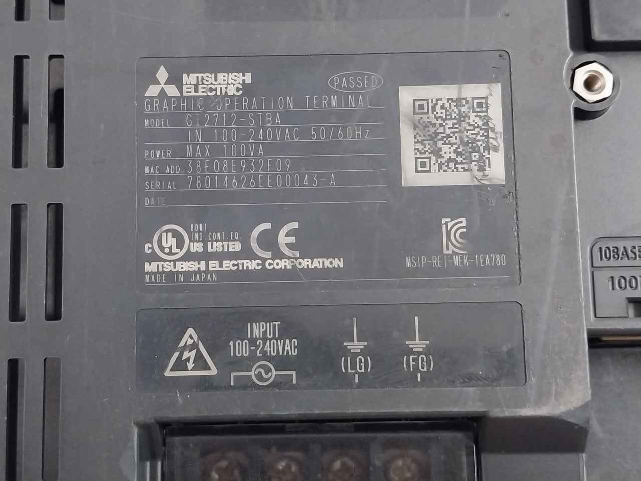 Mitsubishi Electric Gt2712-stba Graphic Operation Terminal (Not Working)