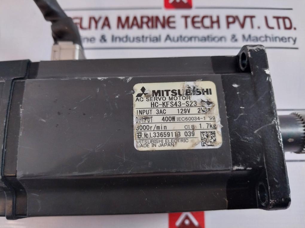 Mitsubishi Electric Hc-kfs43-s23 Ac Servo Motor 3Ac 129V 2.3A