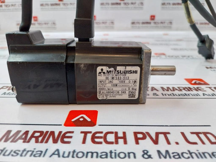Mitsubishi Electric Hc-mfs13-s13 Ac Servo Motor 3Ac 105V 0.9A