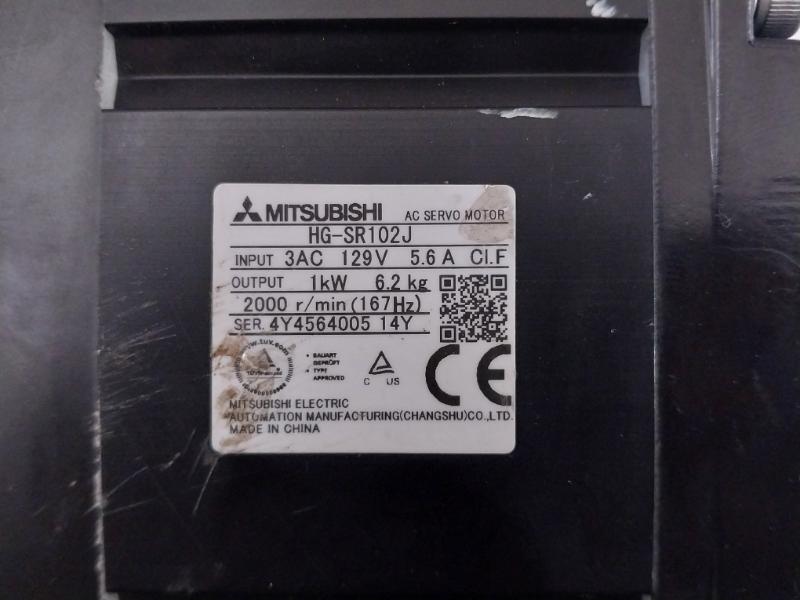 Mitsubishi Electric Hg-sr102J Ac Servo Motor 3Ac 129V 5.6A