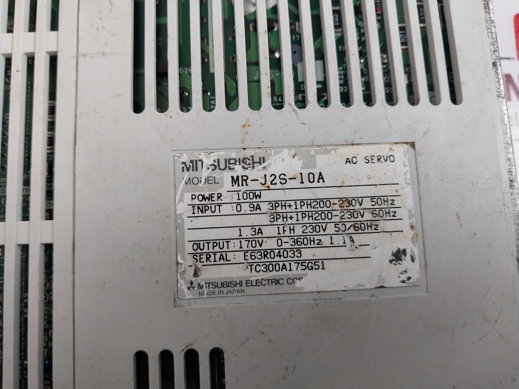 Mitsubishi Electric Mr-j2s-10a General-purpose Ac Servo 100w