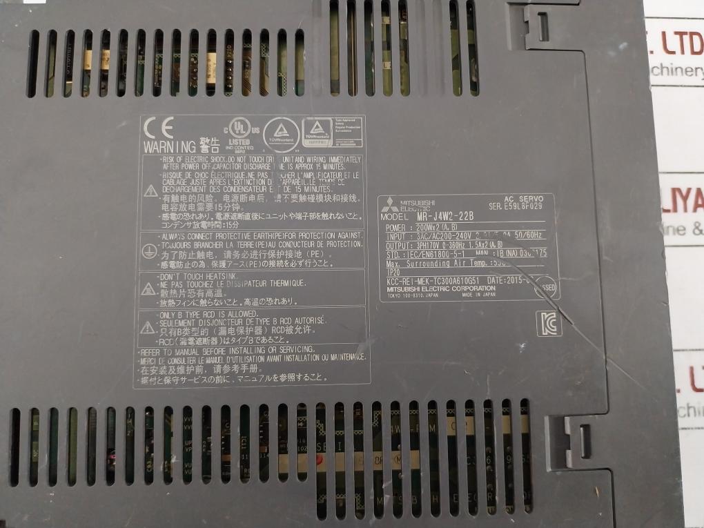 Mitsubishi Electric Mr-j4W2-22B Ac Servo Drive Controller 200-240V 50/60Hz