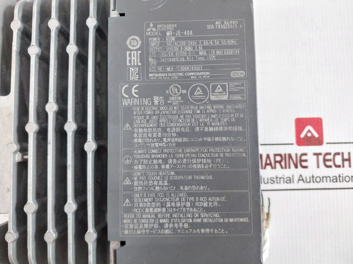 Mitsubishi Electric Mr-je-40A Digital Ac-servo Amplifier 3Ph 170V 0-360Hz 2.8A