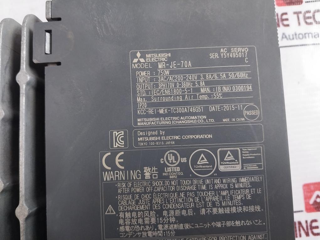 Mitsubishi Electric Mr-je-70A Ac-servo 750W
