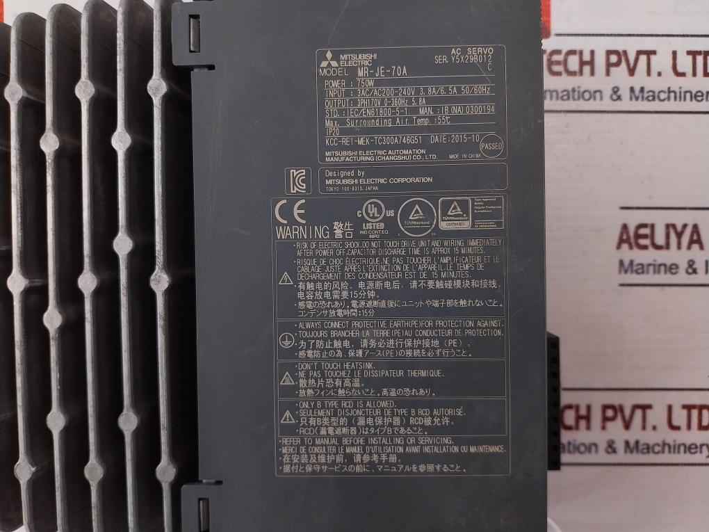 Mitsubishi Electric Mr-je-70A Servo Amplifier Ip20