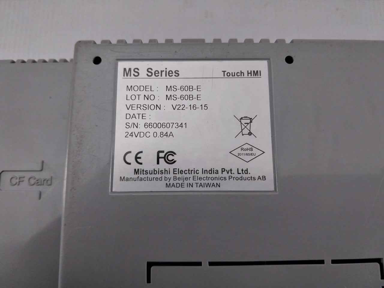 Mitsubishi Electric Ms-60b-e Hmi Display Touch Panel 24vdc 0.84a (not Working)