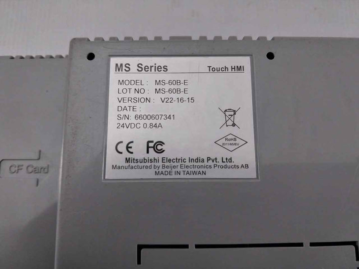 Mitsubishi Electric Ms-60b-e Hmi Display Touch Panel 24vdc 0.84a (not Working)