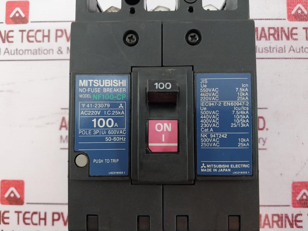 Mitsubishi Electric Nf100-cp 3 Pole No-fuse Breaker 41-23079 100A 50-60Hz