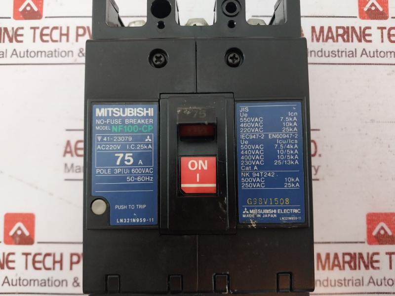 Mitsubishi Electric Nf100-cp No-fuse Circuit Breaker Ac200V I.C. 25K 75A 50-60Hz