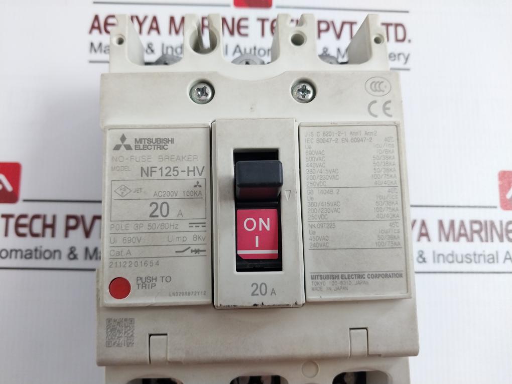 Mitsubishi Electric Nf125-hv No-fuse Breaker Pole 3P 50/60Hz Ac220V 100Ka 2112