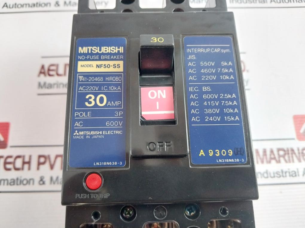 Mitsubishi Electric Nf50-ss No-fuse Breaker 30 Amp Ac 600v