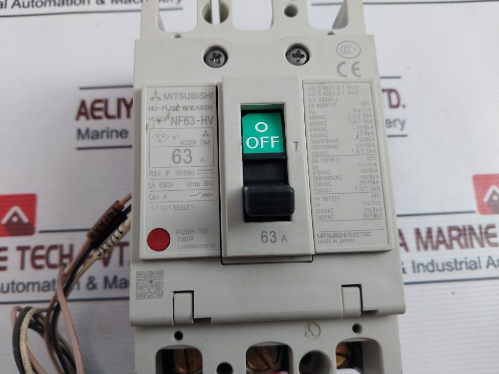 Mitsubishi Electric Nf63-hv No-fuse Breaker Ac220V 25Ka 63A