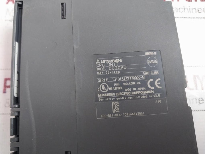 Mitsubishi Electric Melsec-q Q02 Series Cpu Unit 5Vdc 0.60A