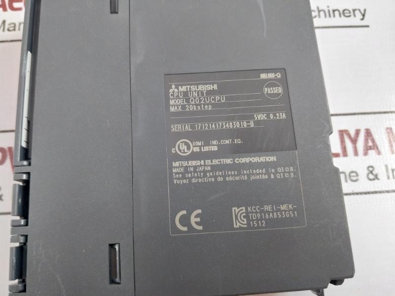 Mitsubishi Electric Q02Ucpu Melsec-q Series Cpu Unit 20K Step 5Vdc 0.23A