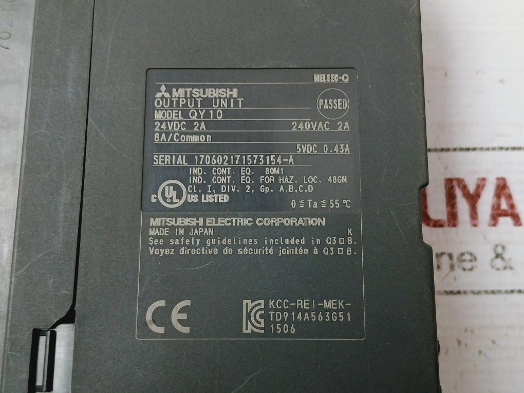 Mitsubishi Electric Qy10 Plc Q Series Output Module 240V Ac/24V Dc 2A
