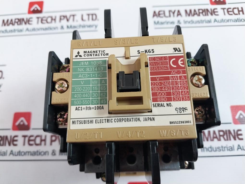 Mitsubishi Electric S-k65 Magnetic Contactor H569C793G11, 100-127V 100A 50/60Hz
