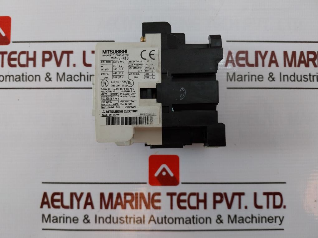 MITSUBISHI ELECTRIC S-N10 Magnetic Contactor IEC 947-4-1 A600 14-12 AWG BH702Y90