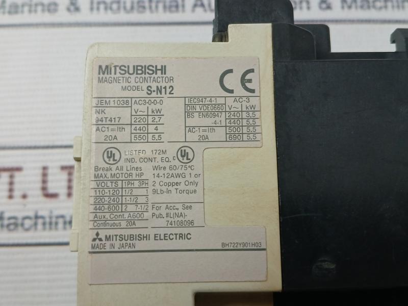 Mitsubishi Electric S-n12 Magnetic Contactor Nk 94T417 Ac3-0-0-0 Din Vde 0660