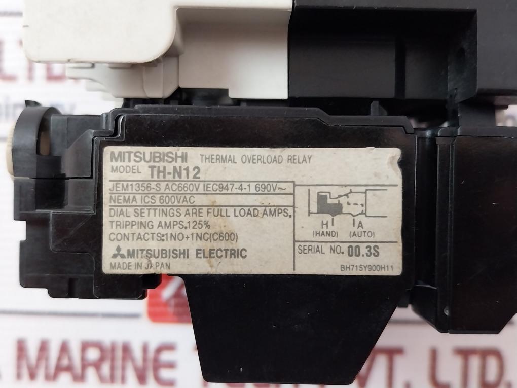 Mitsubishi Electric S-n12 Magnetic Contactor Th-n1 220A 690V~