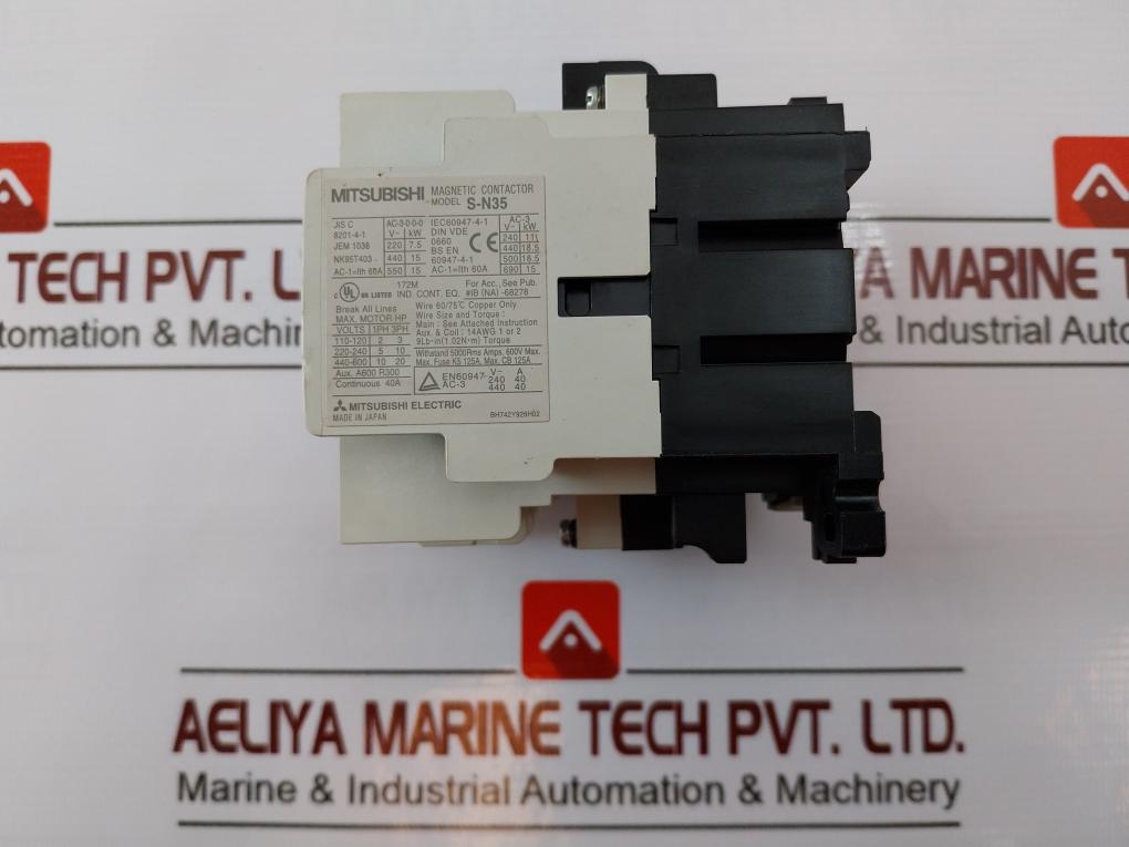 Mitsubishi Electric S-n35 Magnetic Contactor 100V 50Hz 100-110V 60Hz 600V Max.