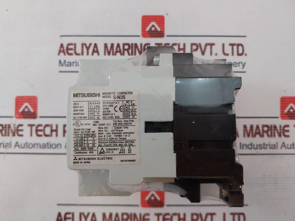 Mitsubishi Electric S-n35 Magnetic Contactor 110V 60Hz Bh742Y926H02
