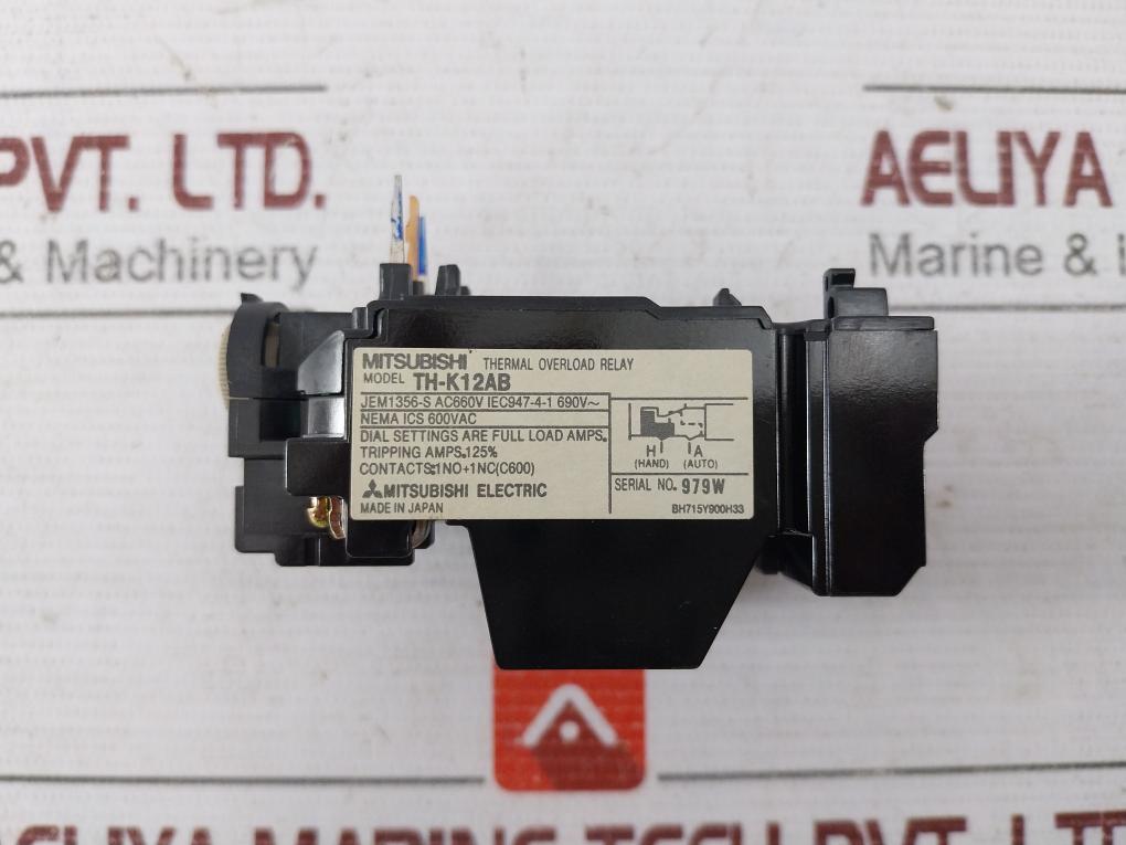 Mitsubishi Electric Th-k12Ab Thermal Overload Relay Iec947-4-1 600Vac Jem1356-s