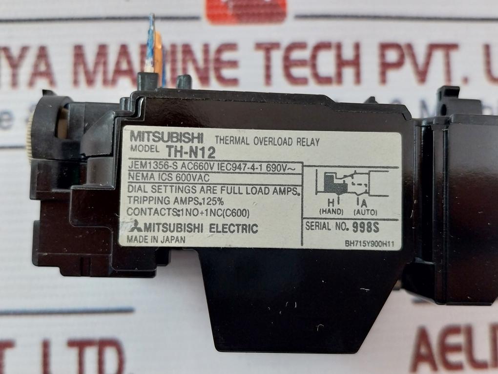 Mitsubishi Electric Th-n12 690V Thermal Overload Relay