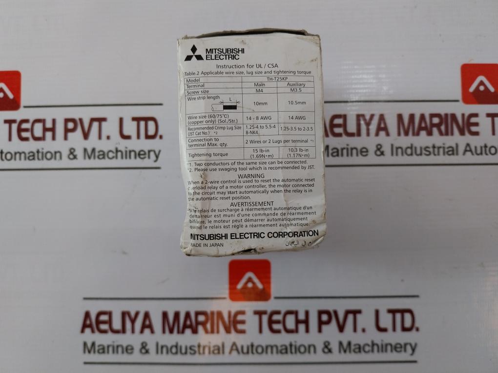 Mitsubishi Electric Th-t25 Thermal Overload Relay Iec/En 60947-4-110A 1Pk414
