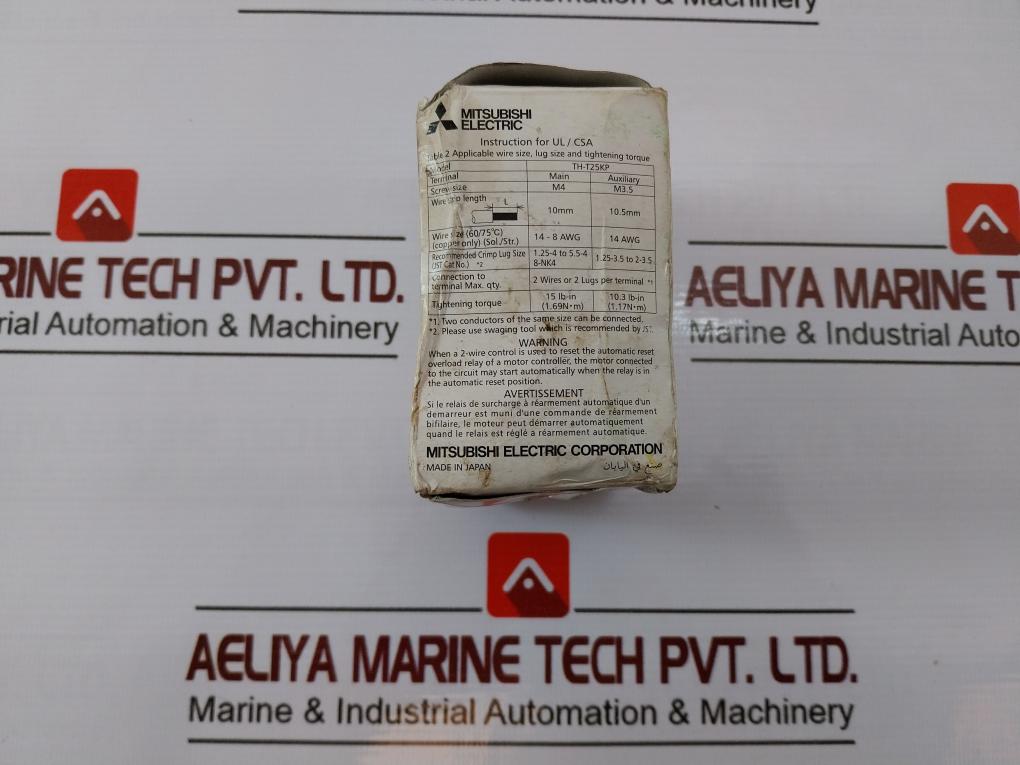 Mitsubishi Electric Th-t25 Thermal Overload Relay Jis C8201-4-1 22A 550V
