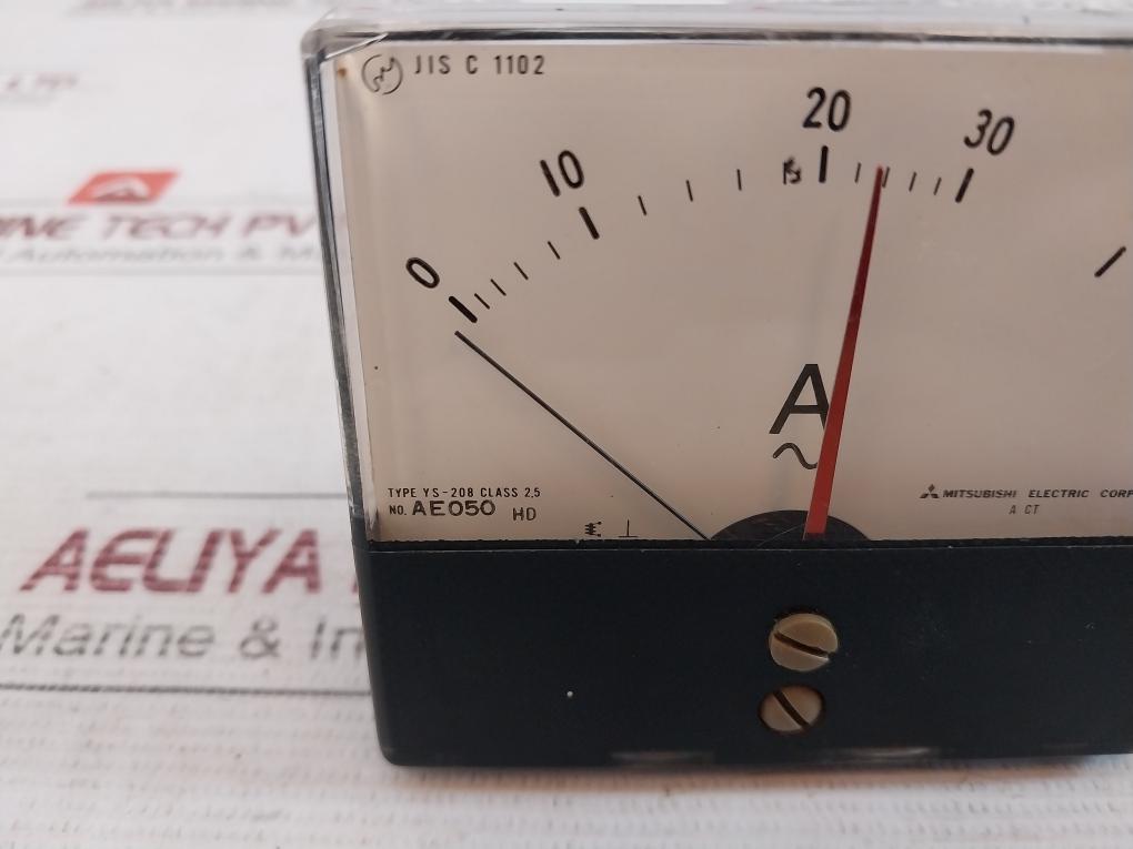 Mitsubishi Electric Ys-208 Panel Meter Ae050 Hd, Jis C 1102 0-30/90 A Class 2.5