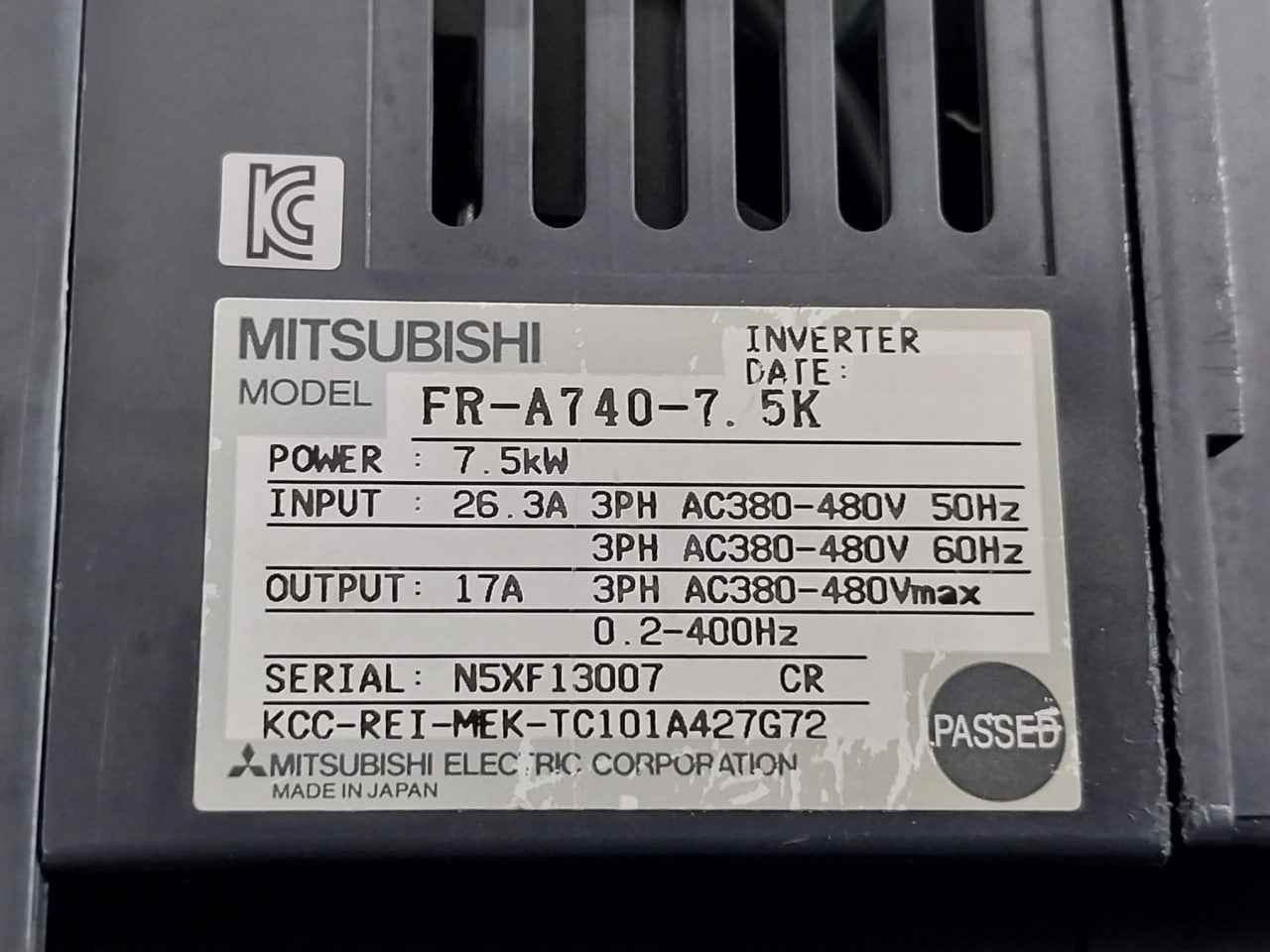 Mitsubishi Fr-a740-7.5K Inverter 7.5Kw 3Ph Ac380-480V 50Hz Fr-du07