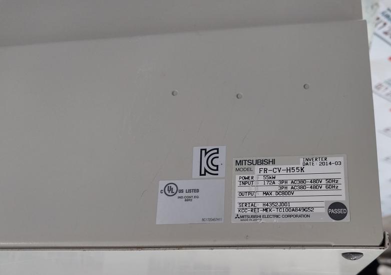 Mitsubishi FR-CV-H55K Transistorized Inverter 55kw 172A 3PH AC380-480V 50/60Hz