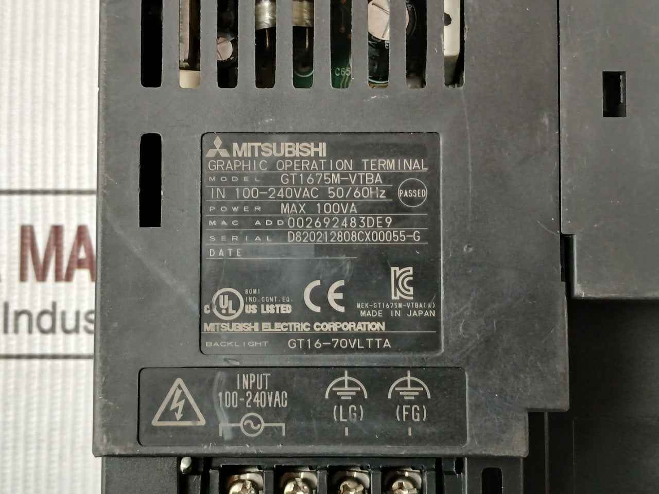 Mitsubishi Gt1675M-vtba Graphic Operation Terminal(Not Working/Without Battery)