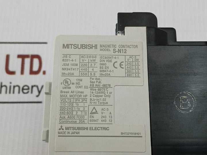 Mitsubishi Magnetic Contactor 20A Ac400V S-n12