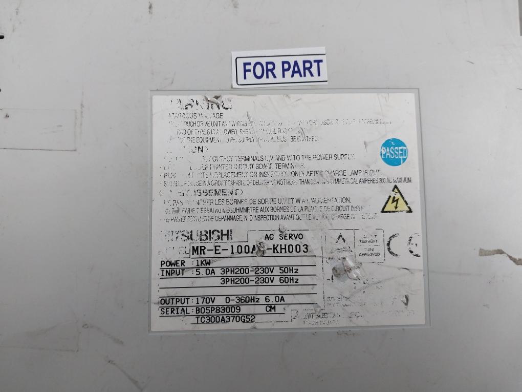 Mitsubishi Mr-e-100Ag-kh003 Servo Amplifier Compatible Analog Input -not Working