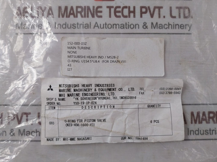 Mitsubishi Ms28-2 O-ring For Piston Valve N23-45K-1030-43
