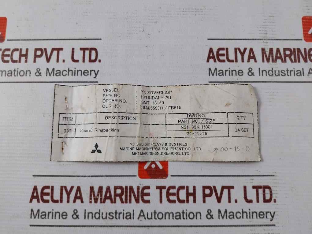 Mitsubishi N51-99K-h001 Ring Packing 31 X 21 X T5 Gmt-18160