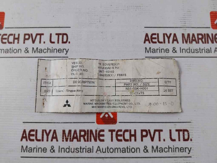Mitsubishi N51-99K-h001 Ring Packing 31 X 21 X T5 Gmt-18160