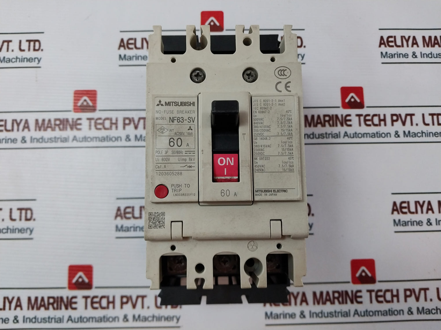 Mitsubishi Nf63-sv 3 Pole Circuit Breaker 60A Ac200V 14Ka