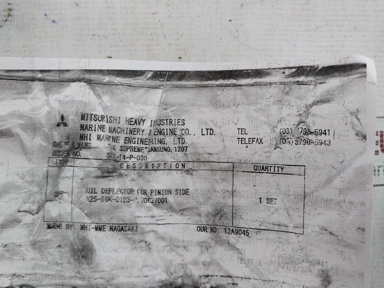 Mitsubishi Oil Deflector Set For Pinion Side N25-56K-d123-p 7D627001 D 3109