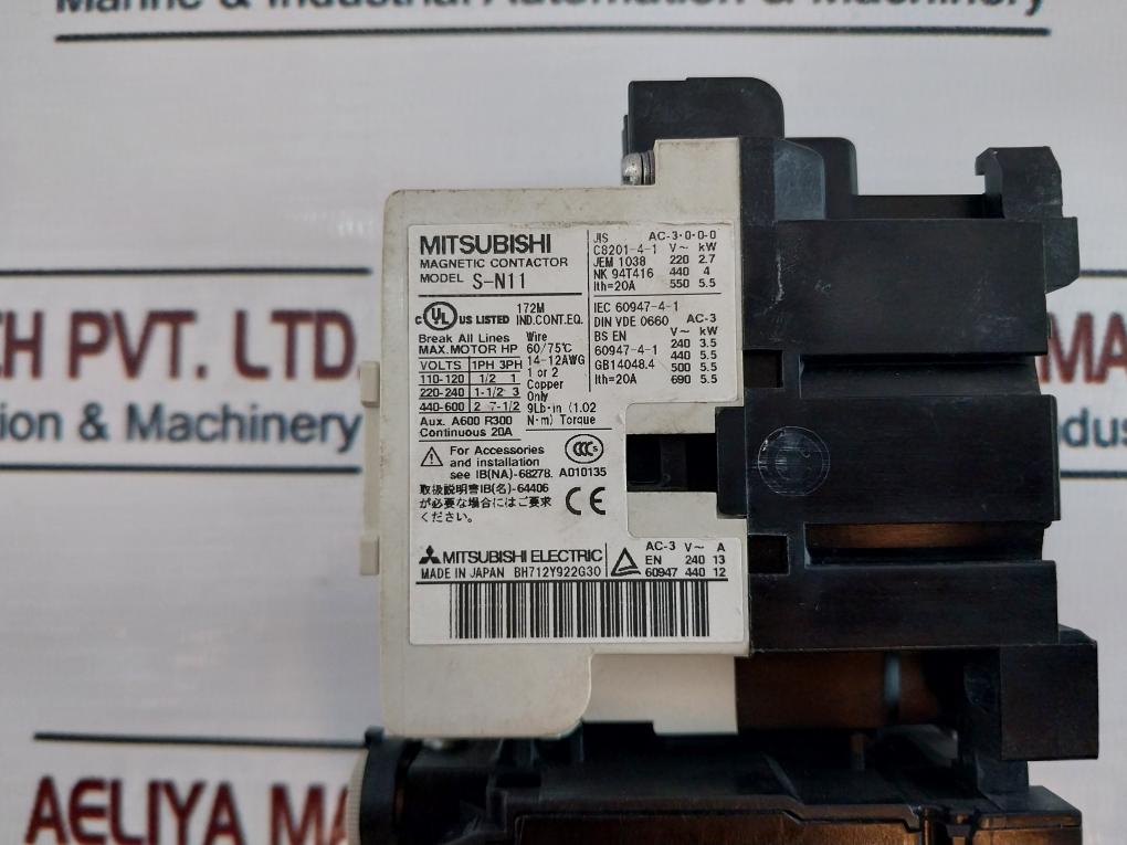 Mitsubishi S-n11 Magnetic Contactor 20A 100-110V 60Hz